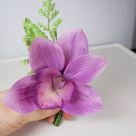Purple Orchid Faux Floral Corsage or tiny floral arrangement 7x4 #2 - Picture 1 of 9